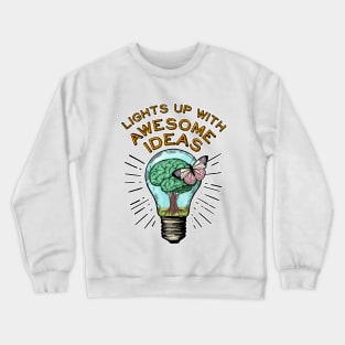 ADHD benefit about creativity, light bulb butterfly drawing gift with brain tree Crewneck Sweatshirt